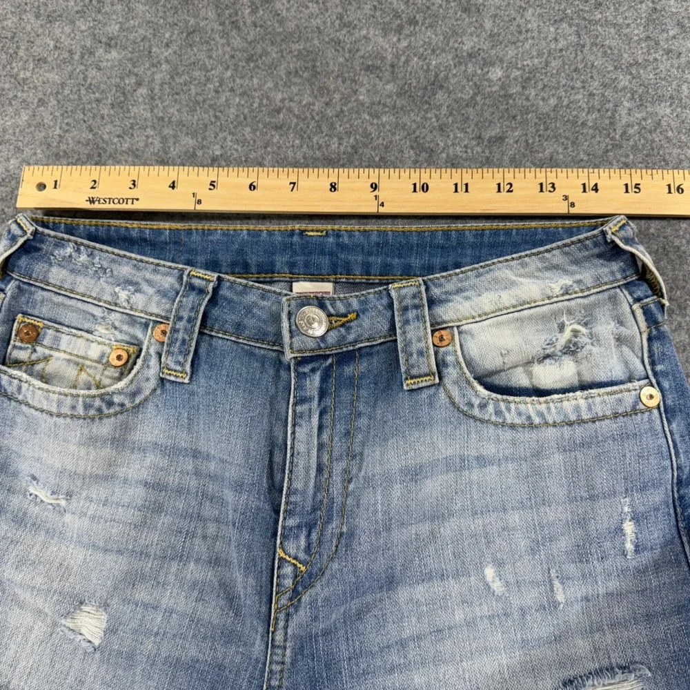 True Religion Boyfriend Distressed Ripped Jeans Light Wash Women 27